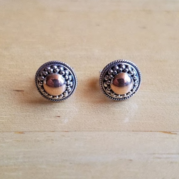 Bali Jewelry - Handmade Bali Sterling Silver Copper Stud Earrings